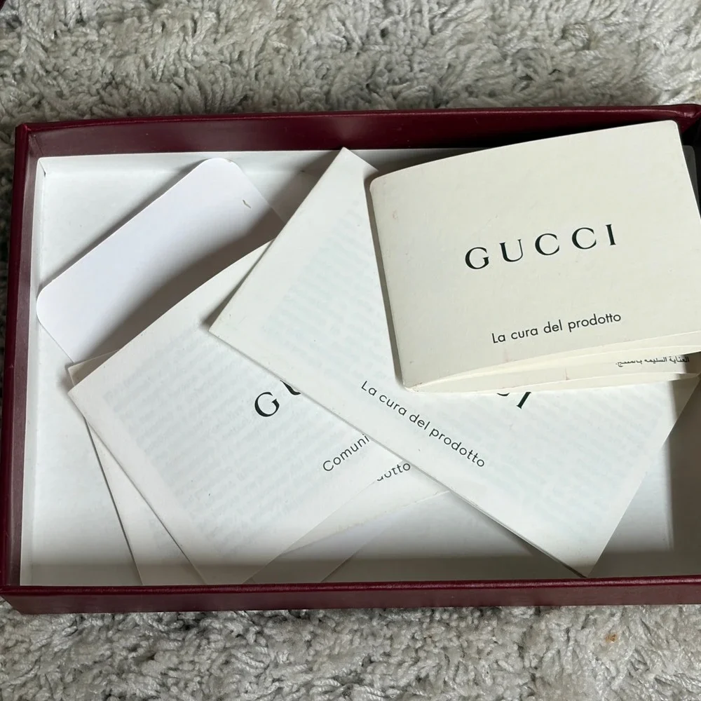 Gucci‎ Burgundy Logo Gift Box Dust Bag Ribbon and Care Cards Set